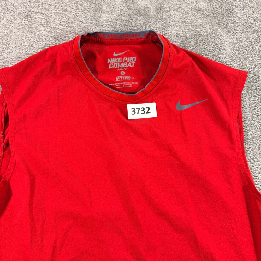 Nike Pro Combat Tank Top Mens Large Red Dri-FIT Fitted Sleeveless 289608-648